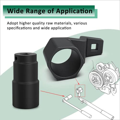 MOSTPLUS 19mm Harmonic Balancer Socket Tool + 50mm Crankshaft Crank Pulley Wrench Holder Automotive Removal Tools Compatible with Honda and Acura Engines