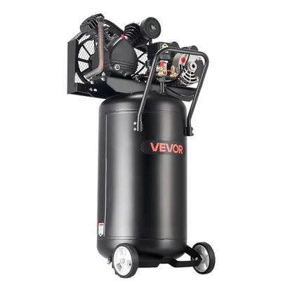 VEVOR 25-Gallon Air Compressor, 2HP 5.5 SCFM at 90PSI, Max 200PSI Pressure Oil-Lubricated Air Compressor Tank, Portable on Wheels for Auto Repair, Tire Inflation, Spray Painting, Woodwork Nailing 120V - size: 25-Gallon