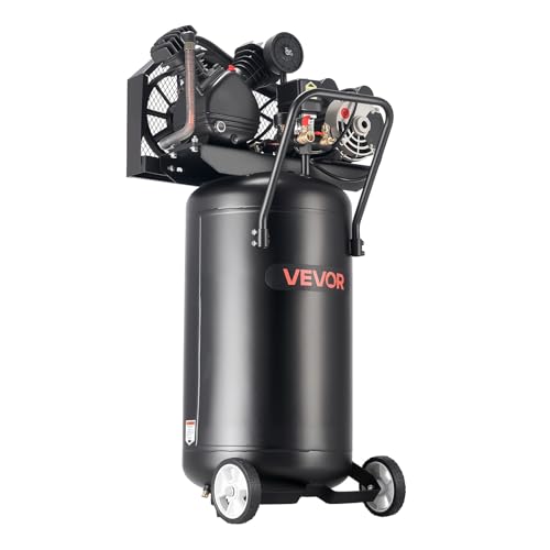 VEVOR 25-Gallon Air Compressor, 2HP 5.5 SCFM at 90PSI, Max 200PSI Pressure Oil-Lubricated Air Compressor Tank, Portable on Wheels for Auto Repair, Tire Inflation, Spray Painting, Woodwork Nailing 120V - size: 25-Gallon