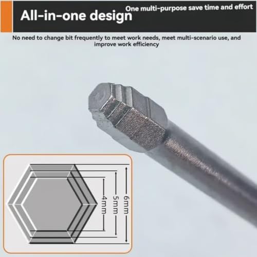 6-Piece All-in-One Pagoda Hex Scredriver Bit Set (Silvery) | Featuring magnetic hexagonal shanks and a unique pagoda-shaped internal hex design, 1.5–6mm