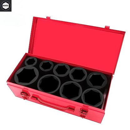 TONYNOL 1" Inch Drive Deep Impact Socket Set,9 Pieces,6-Point,Metric Sizes(24mm,27mm,30mm,32mm,36mm,38mm,41mm,46mm,50mm),Cr-Mo Steel - size: 1" 9PC Metric (24mm-50mm) Deep
