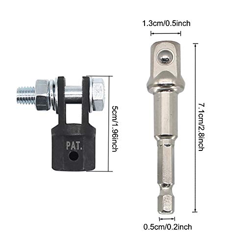JIANWEI 1/2'' Scissor Jack Adapter for Car Repair - Chrome Vanadium Steel, Compatible With Impact Wrench (Black+Silver)