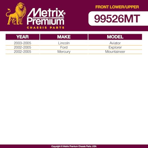 Metrix Premium Chassis Parts - 4 PC Front Lower & Upper Ball Joint Kit Fits 2003-2005 Lincoln Aviator, 2002-2005 Ford Explorer, 2002-2005 Mercury Mountaineer, Replacement K8695T K80008, Made in Europe