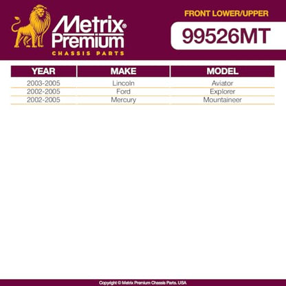 Metrix Premium Chassis Parts - 4 PC Front Lower & Upper Ball Joint Kit Fits 2003-2005 Lincoln Aviator, 2002-2005 Ford Explorer, 2002-2005 Mercury Mountaineer, Replacement K8695T K80008, Made in Europe