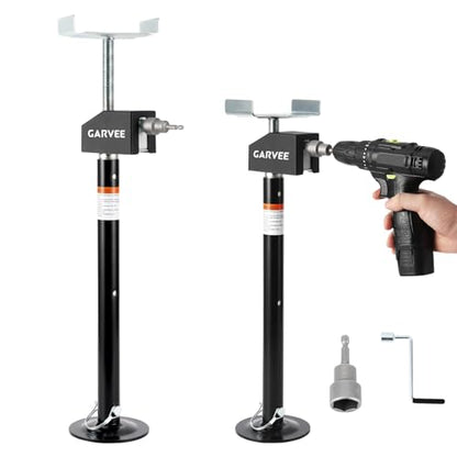 Garvee RV Slide Out Stabilizer Jacks (Set of 2) - 5000 LB Heavy Duty Support, 21 in-34 in Quick-Lift Adjustable - Power Drill & Hand Crank Compatible for Campers, Travel Trailers & RVs - size: 2 Pack