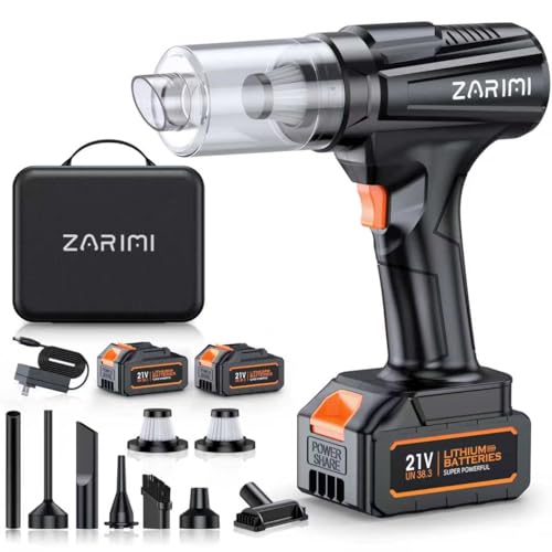 Handheld Cordless Vacuum Cleaner - 50000Pa High-Power Brushless Motor, Rechargeable Car Vacuum with 2 Batteries & Charger, 6-in-1 Portable Vacuum Cleaners for Home, Pet Hair, Keyboard, Black