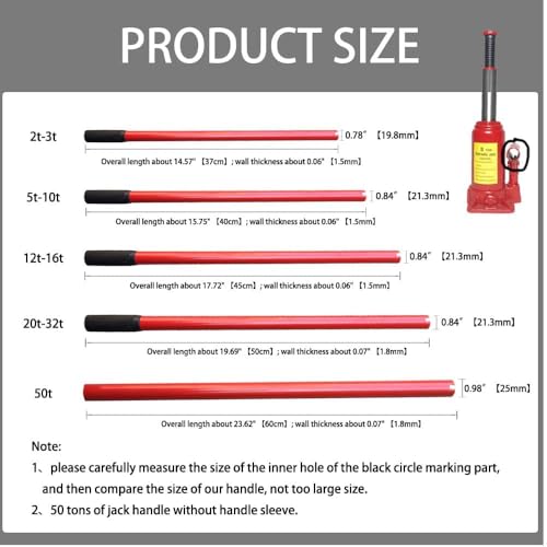 Jack Handle for Car Bottle Vertical Hydraulic Bottle Jack Handle Red 20t-32t - size: 20t-32t