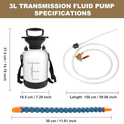 Manual Transmission Fluid Pump Kit, 3L Gear Oil Pump with 150cm Flexible TPU Hose, Brass No-Leak Valve, Hand Fluid Transfer Pump for ATF, Engine Oil, Brake Fluid, Coolant, Cars Trucks Boats - size: Fluid Pump-3L