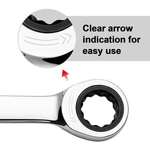 Jetech 12mm Ratchet Wrench, Ratcheting Combination Wrench Metric, Industrial Grade Gear Spanner with 12-Point Design, 72-Tooth Ratchet, Chrome Vanadium Steel for Auto & DIY Repair - size: 12mm