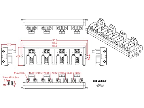 Banana Jack Breakout Board Module (4x2 Positions, Screw Mount) - size: 4x2 Positions, style: Screw Mount