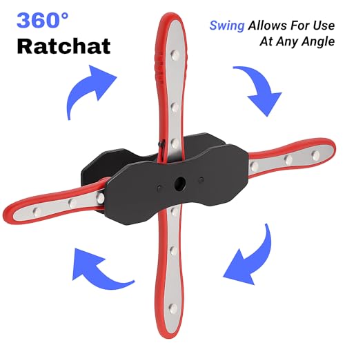 Brake Caliper Compression Tool - Rotating Ratchet Caliper Piston Compressor Tool with 2 Pcs Steel Plates, 360° Adjustable Brake Caliper Tool, Essential Tool for Car Brake Maintenance