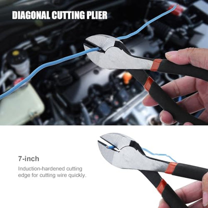 4 Pack Precision Basics Pliers Set-8'' Slip Joint, Long Needle Nose Pliers, Lineman, And 7''Diagonal Pliers for DIY, Construction, Machinery, Home Maintenance and Garden Projects