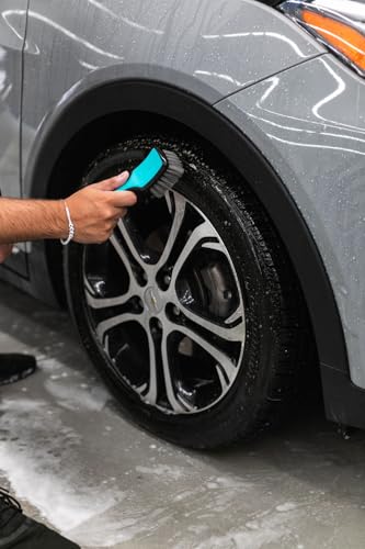 Detail Factory - ProGrip Tire Brush - Ergonomic ProGrip Handle, Stiff Synthetic Bristles, Ergonomic Design, Clean Your Tires with Ease - Octane Riptide - color: Octane Riptide, size: Standard
