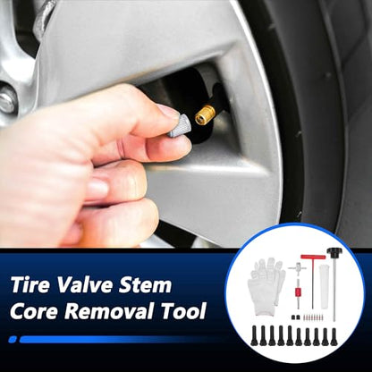 27PCS Quick Tire Valve Change Tool Kit, Tire Valve Stem Core Removal Replacement Tool for Cars Motorcycles Lawn Mowers ATVs Trucks Etc, with 4-Way Valve Tool, 5x TR413, 5x TR414 - size: Set A