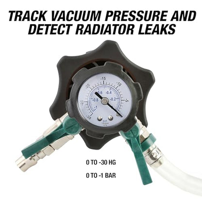 OEMTOOLS Coolant Vacuum Refill Kit, Coolant Pressure Tester Kit, 5 Adapter | 70-110 psi Recommended Working Pressure, Performs Vacuum Leak Tests on the Cooling System, Helps Prevent Come-Backs - size: 5 Adapters, style: AirEvac Cooling System Refiller Kit