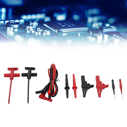 Multimeter Alligator Clips Test Leads Kit, Eectrical Alligator Clips Probe Test Kit,19A JT8001‑1 Crocodile Clip Wire Piercing Needle Probe 0.7mm Multimeter Accessories for Electronic Repair
