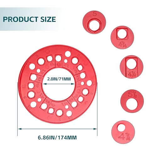 eaacaa Wheel Bolt Pattern Measuring Tool, 5 Lug Template Gauge for 5/6/8 Hole Rims, Precise Trailer Axle Bolt Circle Tool-Red - color: 1 Pcs