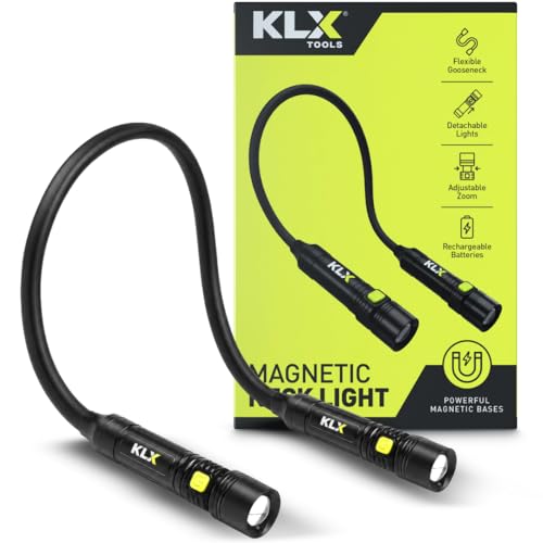 KLX Magnetic Neck Light - Hands-Free Detachable Zoomable Magnet Flashlight, Rechargeable Book Light, Flexible Neck Work Lamp for Reading, Camping, Repairing, Mechanics, DIY