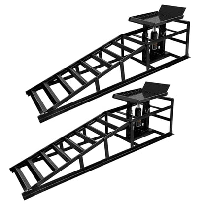Heavy Duty Hydraulic Car Ramps 5 Ton Capacity (2-Pack) – Adjustable 10-15 Inch Low Profile Lift with Anti-Slip & Safety Lock for Oil Change, Garage Repair, SUVs, Trucks