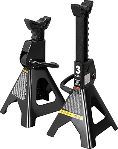 Torin AT43202B Steel Jack Stands: 3 Ton (6,000 lb) Capacity, Black, 1 Pair - style: Jack Stand