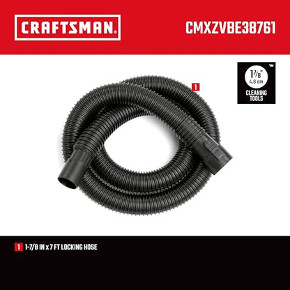 CRAFTSMAN CMXZVBE38761 1-7/8 in. x 7 ft. POS-I-LOCK Wet Dry Vacuum Hose | Industrial-Grade Shop Vacuum Hose Attachment, Fits Most CRAFTSMAN Wet/Dry Vacuums with a 1-7/8 in. Diameter - style: 1-7/8 in. by 7 ft.