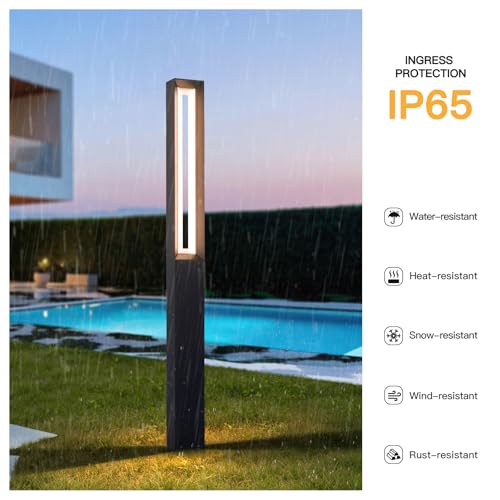 MVBT Path Light Wired, AC100-240V 71" Outdoor Pathway Lights, Waterproof 3000K Bollard Lights, Walkway Driveway Pole Lamp Bright LED Landscape Lighting for Outside Patio Sidewalk Garden Yard Lawn