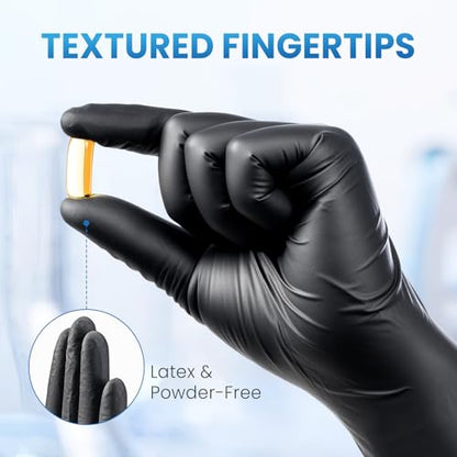 Borje Disposable Nitrile Gloves, Cooking, Cleaning, Food Safe - color: Black of 100, size: X-Large