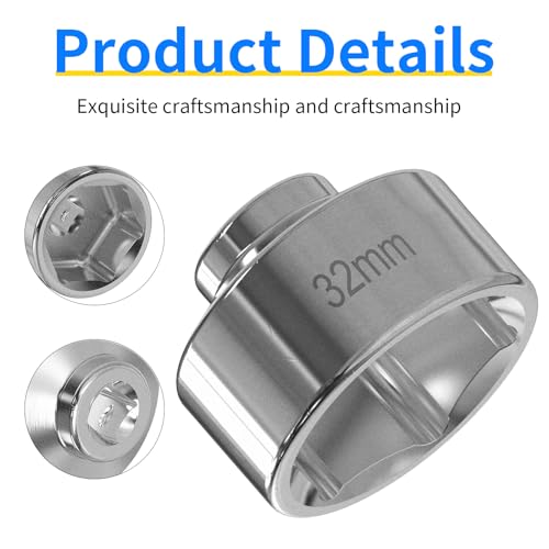 1 Pcs Silvery 32mm Oil Filter Socket Wrench,3/8 Inches Oil Filter Removal Tool Compatible With Gm, Audi, Bmw, Polaris, Volkswagen, Vw, Saab, Pontiac