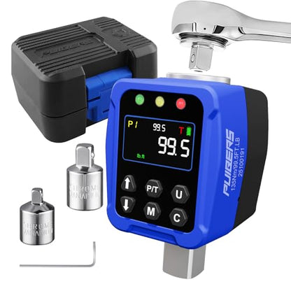 Digital Torque Wrench Adapter 1/2" Drive 5-99.5 Ft.lb/6.75-135NM, Electronic Torque Adapter with 1/4” & 3/8” Converters LCD Display ±1% Accuracy for Bike Car & Motorcycle Maintenance DIY - size: 1/2" 5-99.5 FT.LB Digital Torque Adapter