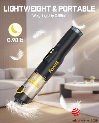 Fanttik Slim V10 Lite Handheld Vacuum Cordless, 0.98lb Lightweight with All-in-One Base Design, Smart LED Display, Portable Mini Vacuum Cleaner for Home Crevices, Couches, Office