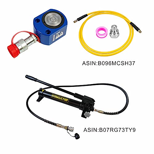 AMZCNC 5T Hydraulic Ram Cylinder Low Profile Hydraulic Cylinder Jack Single Section Mini Jack Ram 7mm Stroke - size: 5T