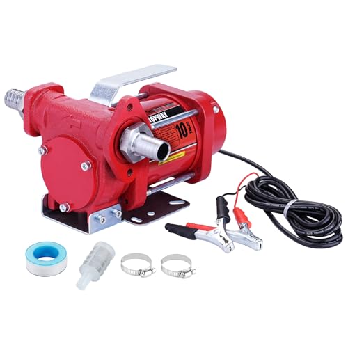 TOPWAY 12V DC Gasoline Fuel Pump 10GPM Self-priming Oil Transfer Pump With Handle, Overheat Protection, Explosion-Proof, Built-in Bypass, for Gasoline Fuel Diesel Kerosene Removal,Red - style: 12V 10GPM