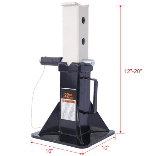 22-Ton Heavy-Duty Jack Stands, Adjustable Steel Support with Locking Pin, Professional Automotive Stand for Trucks, SUVs, and Vehicles, 44,000 lbs Capacity, 1 Pair (Black + Steel) - color: Black + Steel