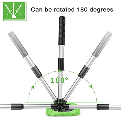 Tallew 2 Sets Windshield Cleaner Tool Car Window Cleaning Wash Kit with Detachable Handle 6 Microfiber Pads and 2 Spray Bottles Inside Windshield Cleaner Tool for Auto Glass Cleaning