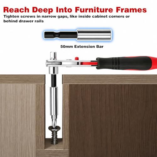 IRONCUBE Angle Ratchet Screwdriver Set: 16 Piece Magnetic Bit & SAE Socket with 90 degree Mini Offset Low Profile Reversible Drive Handle - style: 16-in-1 Bits & Sockets