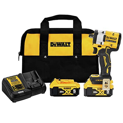 DEWALT DCF921P2 ATOMIC 20V MAX* 1/2 in. Cordless Impact Wrench with Hog Ring Anvil Kit | 300 Ft-Lbs Fastening/450 Ft-Lbs Breakaway, 4 Speeds, Kit: DCF921, DCB115, 2) DCB205 5ah
