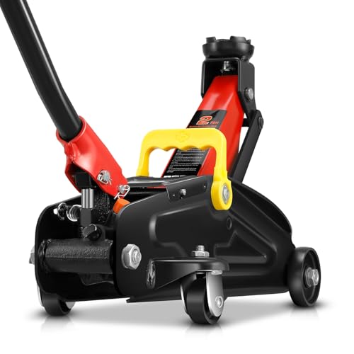 Auto Dynasty 2 Ton Floor Jack, Heavy Duty Steel Hydraulic Car Jack with Single Piston Quick Lift Pump, Hydraulic Racing Floor Jack, Lifting Range 5.1" to 13", Black - color: Black, size: 2 Ton