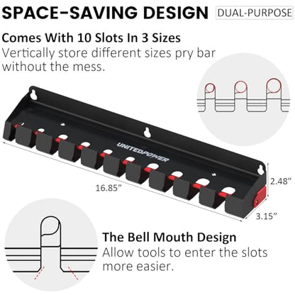 UNITEDPOWER Pry Bar Holder, Lockable Wall Mount Storage Rack Organizer for Workshop, Shed, Garage, Home, Stores up to 10 13 Tools or Extensions - style: Pry Bar Holder