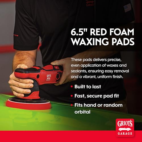 Griot's Garage 6.5” Red Foam Waxing Pads for Car Detailing, Polishing and Buffing Pads for Use with Waxes and Sealants, 10624, Set of 2 - style: 6.5" Pads (Set of 2)