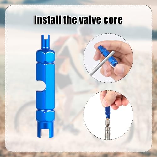 Valve Core Repair Kit for Presta, 4 Valve Cores 4 Valve Core Caps 4 Nuts 2 Plastic Caps 2 Converters and 2 Plastic & Alloy Valve Stem Dismantle Removal Tool for Bike Tire Application