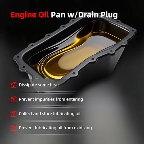Oil Pan w/Drain Plug, Engine Oil Pan for Jeep Wrangler 2007-2011 | V6 3.8L, 264-468, 264468, 4666153AC, CRP44A - size: for Wrangler 2007-2011 V6 3.8L