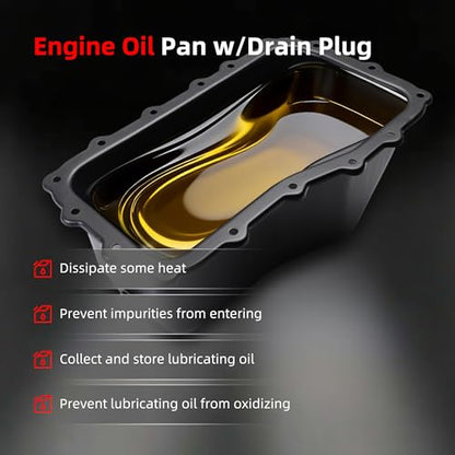 Oil Pan w/Drain Plug, Engine Oil Pan for Jeep Wrangler 2007-2011 | V6 3.8L, 264-468, 264468, 4666153AC, CRP44A - size: for Wrangler 2007-2011 V6 3.8L