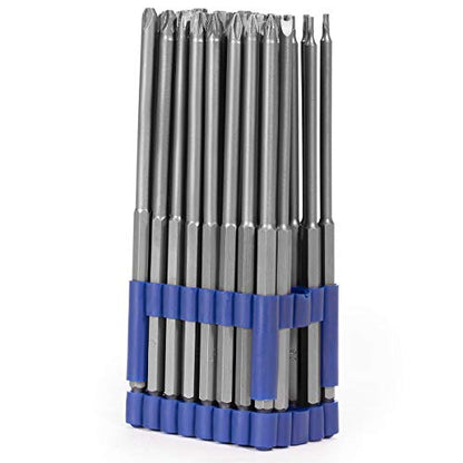 XtremepowerUS 32-Piece Extra Long Security Bit Set Extra Long 6" Torx, Spanner, PoziDriv, Tri-Wing Universal 1/4" Hex Shank for Electric, Impact Drills