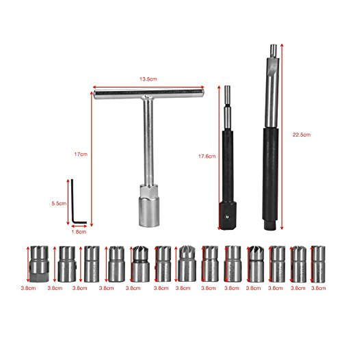 8milelake 17Pcs Diesel Injector Seat Cutter Cleaner Universal Injector Re-Face Reamer Tool Set