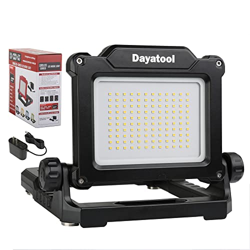 Cordless 25W 4000lm LED Magnetic Work Light Compatible for Makita, Dewalt, Milwaukee, Bosch, Black and Decker, Porter Cable, Stanley 18-20V Battery, Black (AC Power Adapter Included) - style: AC Hybrid Version-4K LM-Black
