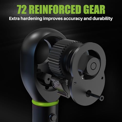 3/8 Inch Drive Torque Wrench 5-45 Ft-Lb for Bikes, Motorcycles | Click Torque Wrench (6.8-61Nm) with 3% Precision Dual-Direction Range, 72 Tooth Head for Automotive Repair, DIY Maintenance - size: 3/8" 5-45FT