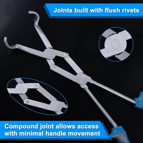 SPEEDWOX 13-Inch Long Reach Double Joint Ring Nose Pliers - XL Pivot for 3/4" Diameter Hose Removal in Narrow Spaces and Limited Areas - style: Large Hose Grip Pliers