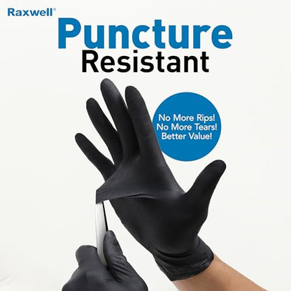 Raxwell Disposable Nitrile Gloves - Food Grade Heavy-Duty Puncture Resistant Black Gloves for Cooking & Food Service - size: X-Small, style: 100 Count