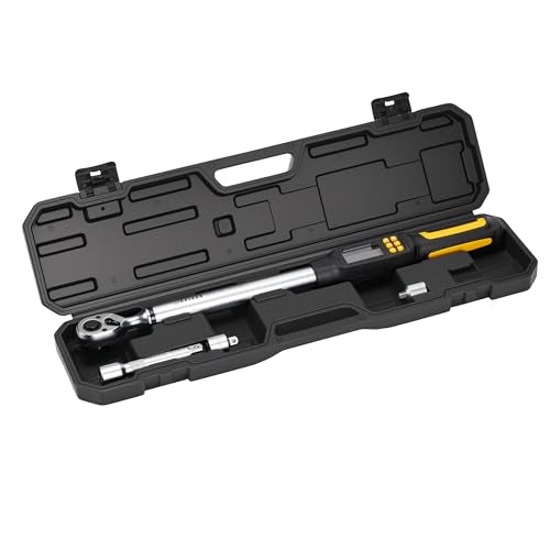 Digital Torque Wrench Set, 1/2 Inch Driver Torque Wrench with Socket Adapter and Extension Bar, 12.5-250 ft-lb (17-340 Nm), ±2% Accuracy, 72-Tooth, for Automotive Truck Car Motorcycle - size: 1/2" 340Nm