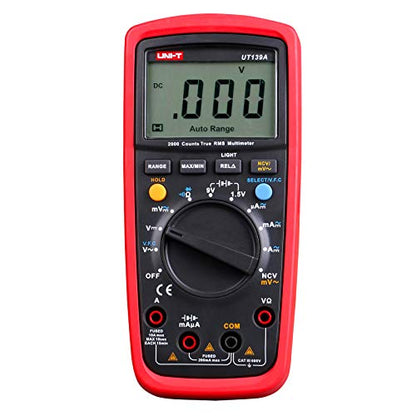 UNI-T Multimeter Kit UT139A, Digital Voltmeter Ohm Meter True RMS Auto/Manual Range 2000 Counts - size: UT139A